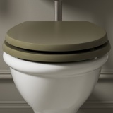 Lifestyle image of Burlington Guild Carlyle Green Soft Close Toilet Seat Front Angle GU6105CG